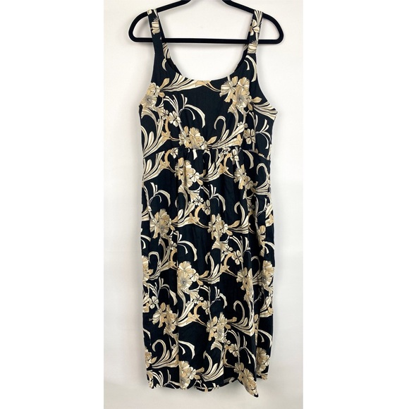 Soft Surroundings Isla Stretch Linen Floral Midi Dress, Black - Size XL - Picture 6 of 10